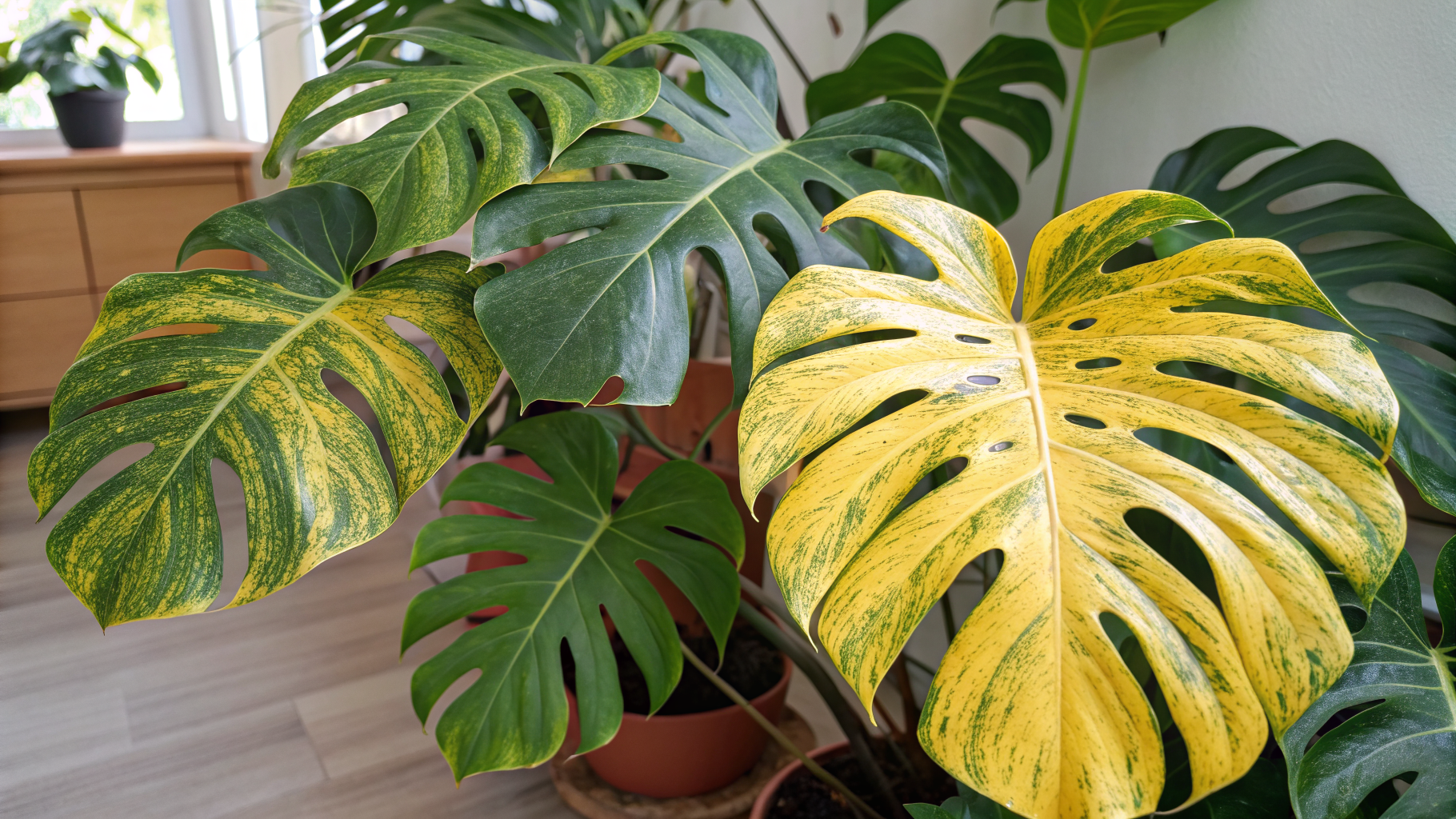 monstera gelbe blätter